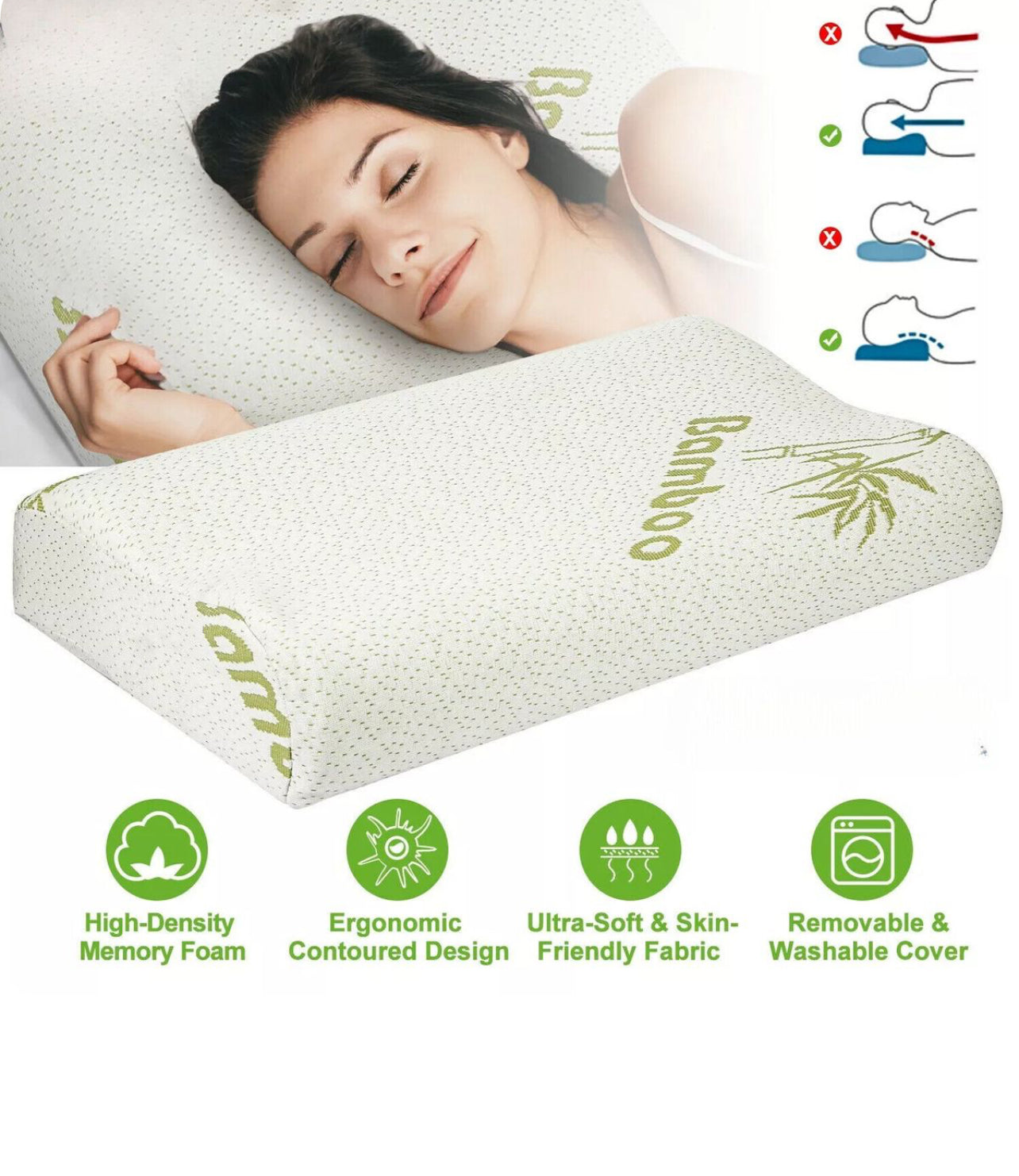 Bamboo memory foam pillow (33)⭐️⭐️⭐️⭐️⭐️